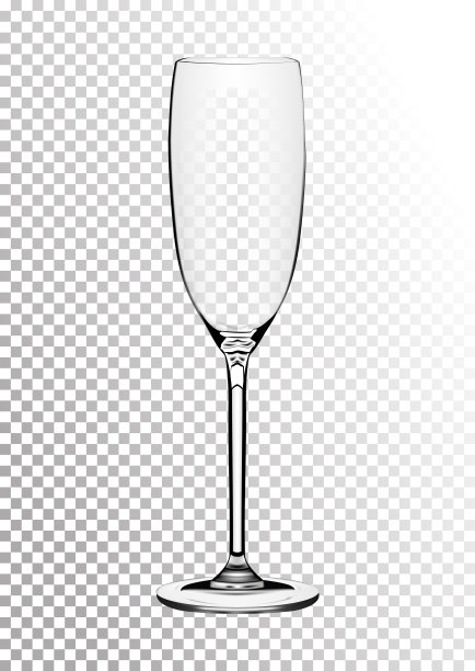 矢量插图的葡萄酒杯为香槟或起泡酒在照片逼真的风格。透明背景上的真实物体。3 d的现实主义图片下载