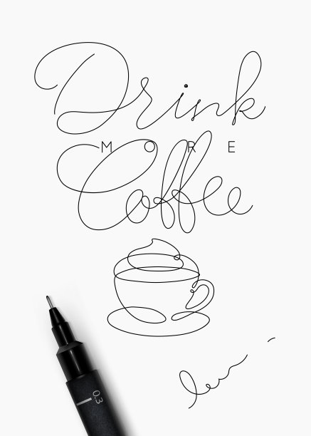 咖啡笔线条海报更多的咖啡图片下载