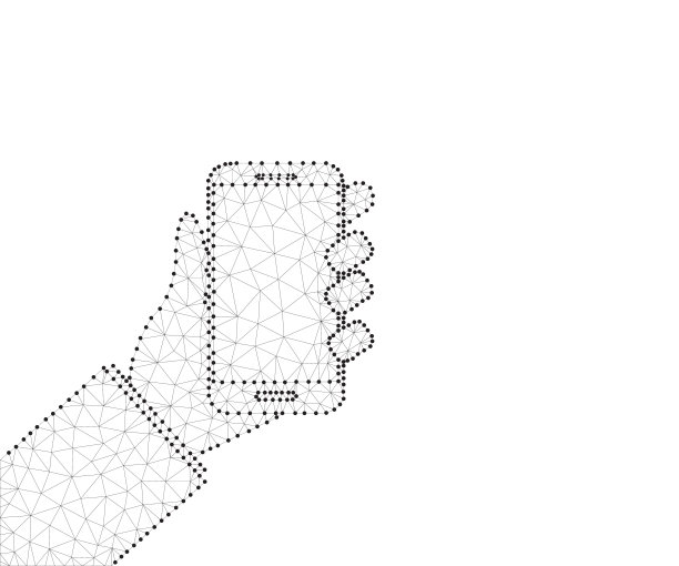 手持智能手机多边形，黑白图片下载