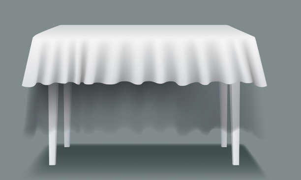 矢量白色空矩形桌子与桌布隔离。图片下载