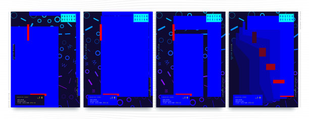 为创意活动设置抽象创意海报。标准A3垂直格式，蓝色。模板的封面。平面矢量插图EPS 10图片下载