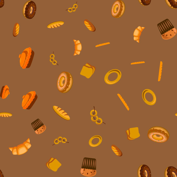无缝模式与面包。向量。图片下载