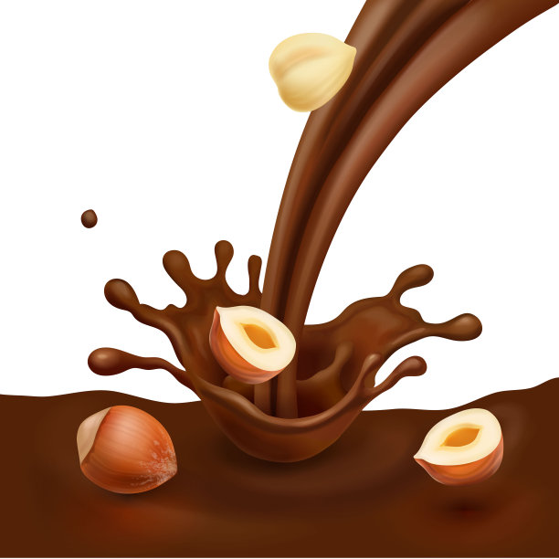 榛子与液体巧克力设计的广告图片下载