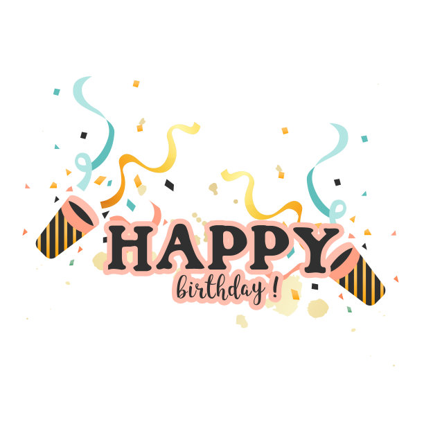 生日快乐角丝带白色背景矢量图像图片下载