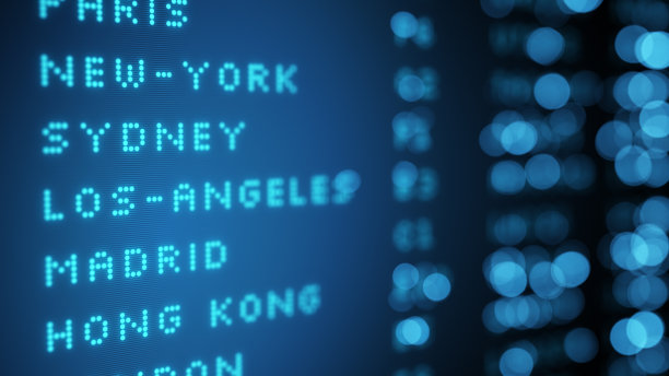 在机场选择焦点的航班板显示图片下载