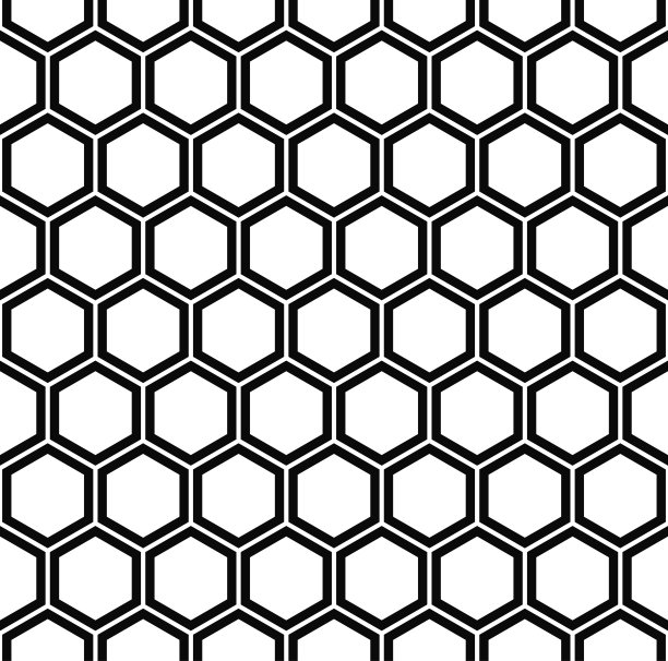 重复的黑白六边形图案素材图片