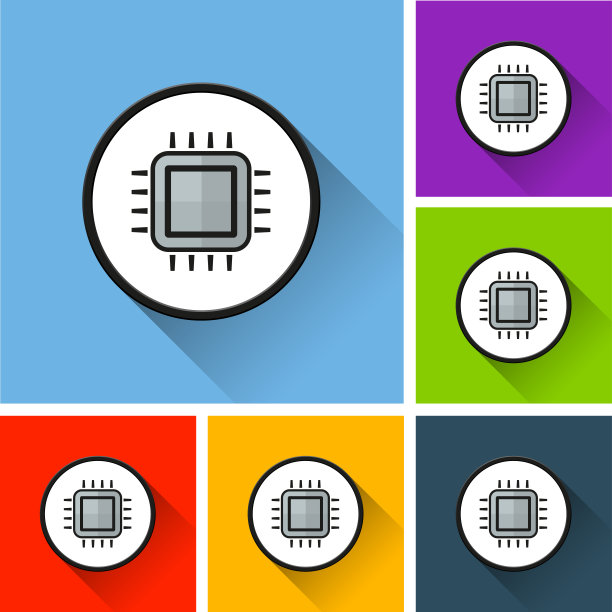 带有长阴影的CPU图标图片下载