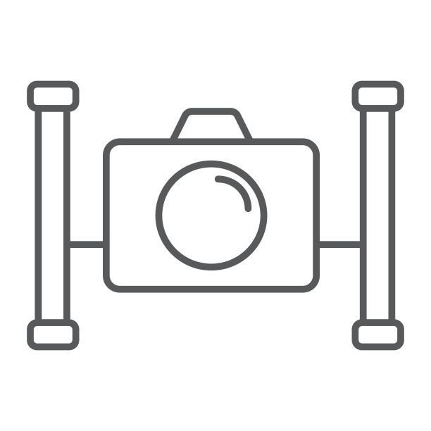 水下相机细线图标，潜水和水下，浮潜标志矢量图形，白色背景上的线性图案，eps 10。图片下载