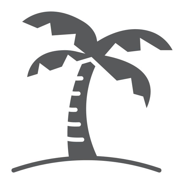 棕榈树象形图标，旅游和旅游，岛屿符号矢量图形，白色背景上的固体图案，eps 10。图片下载