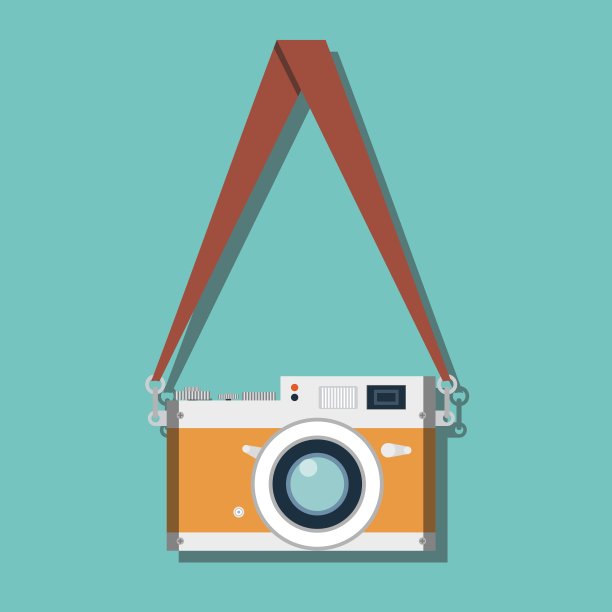 悬挂式复古相机平面造型设计图片下载