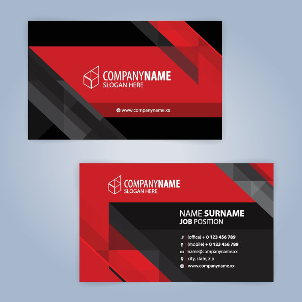 红色和黑色现代名片模板图片下载