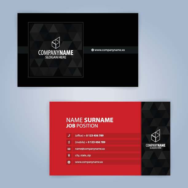红色和黑色现代名片模板图片下载