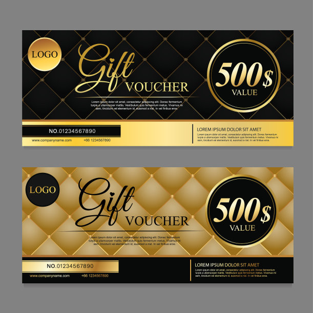 500美元的黑色和金色礼券图片下载