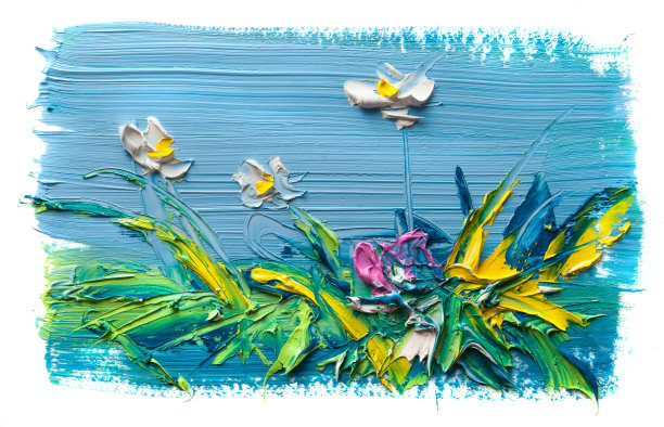 花，静物，油画，洋甘菊。图片下载