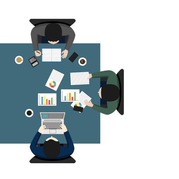 团队工作理念，商务会议。桌面视图与手。头脑风暴图片下载