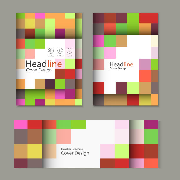 矢量抽象方形图案宣传册图片下载