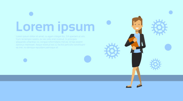 女商人按住文件夹与文件的背景与复制空间图片下载