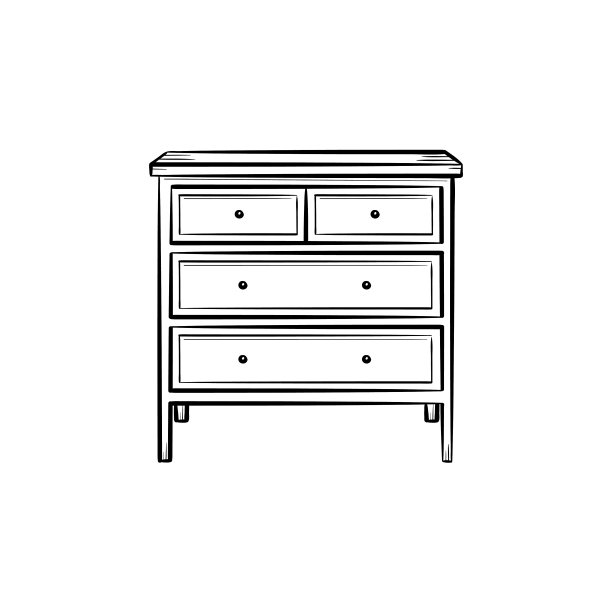 抽屉柜上手绘素描图标图片下载