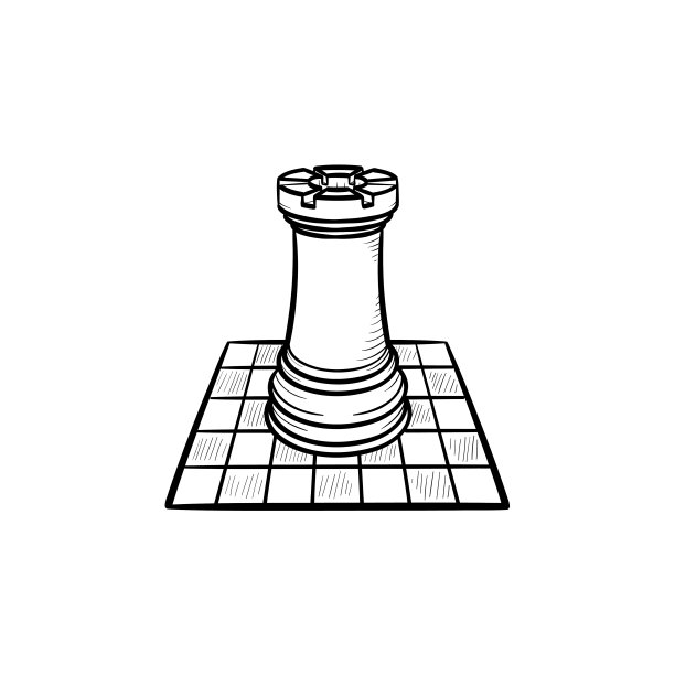 手绘棋盘和棋子草图图标素材图片