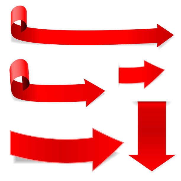 红色箭头的集合。有透明阴影的卷图片下载