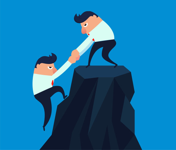 一个商人拉着他的伙伴到山顶图片下载