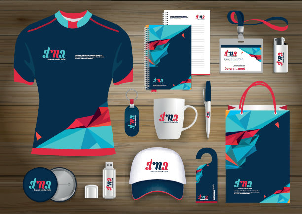 礼品项目企业企业身份，矢量抽象色彩促销纪念品设计与折纸元素对角线。link digital technology company文具套装，图片下载