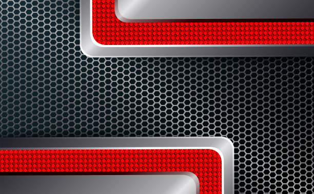 几何设计，金属格栅和红角。图片下载
