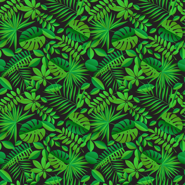 纸掌纹，怪兽叶无缝图案。夏季热带叶。剪纸的风格。折纸异国情调的夏威夷丛林，夏日背景图片下载