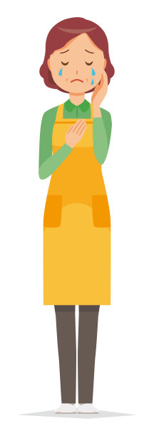 一个穿着围裙的中年家庭主妇在哭图片下载