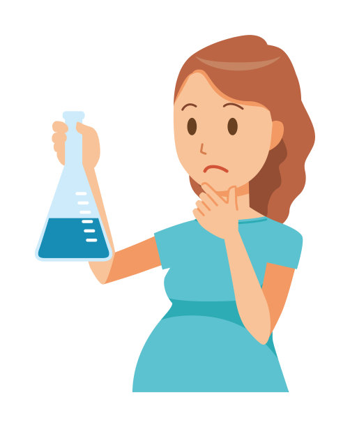 一个穿着绿色衣服的孕妇有一个锥形烧瓶图片下载