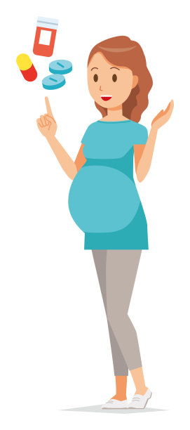 一个穿着绿色衣服的孕妇正在解释医学图片下载