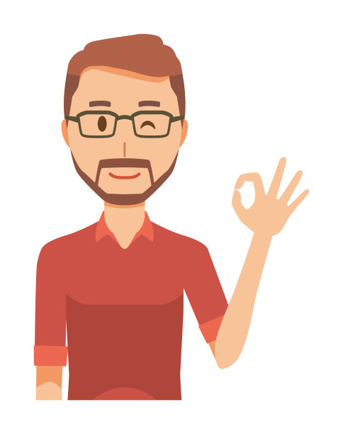 一个戴着眼镜的大胡子男人在打一个“没问题”的手势图片下载