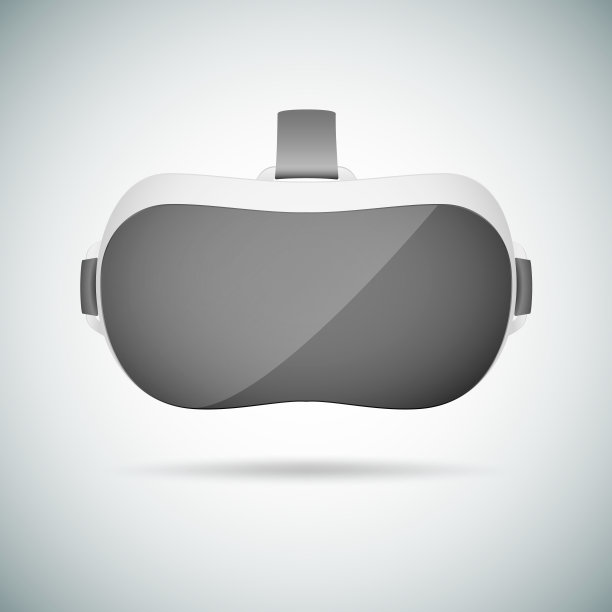 VR虚拟现实头盔。逼真的虚拟现实耳机眼镜。创新设备图片下载