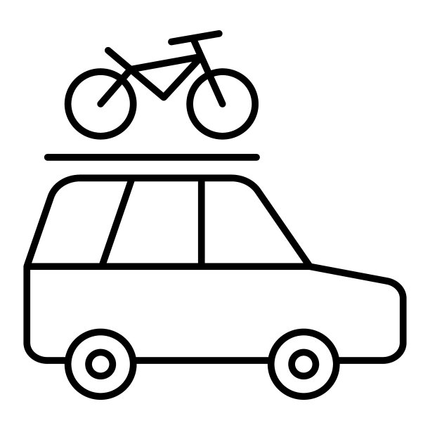 带有自行车车顶行李架的Minivan矢量图标图片下载