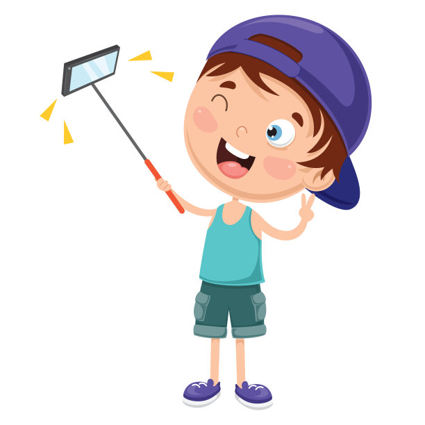 儿童使用移动设备的矢量插图图片下载