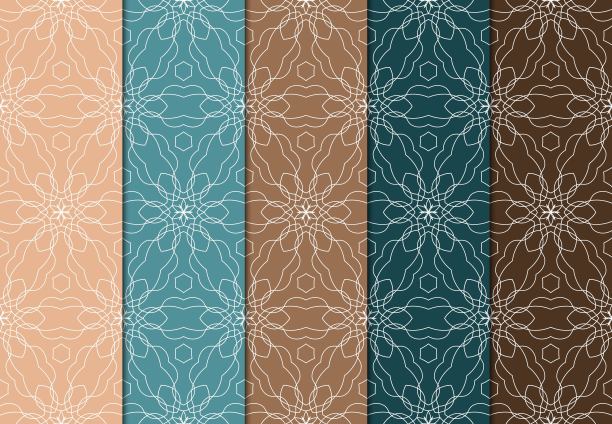 一套无缝ART DECO图案与手绘纹理。矢量图图片下载
