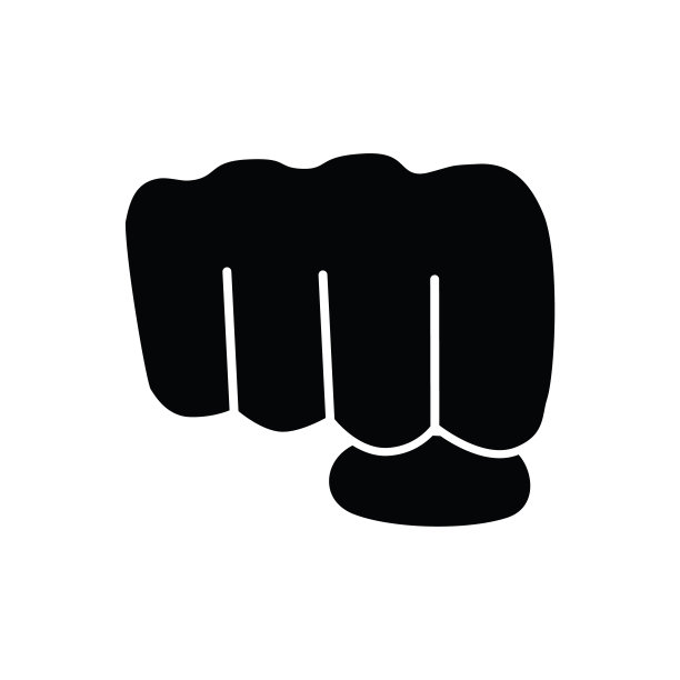 孤立的黑拳头图标标志上的白色背景图片下载