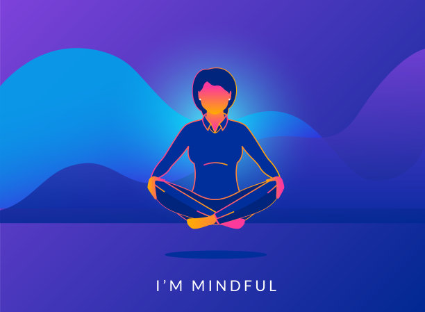 办公室女性坐着在平静的莲花姿势和放松与分析图表背后。素材图片