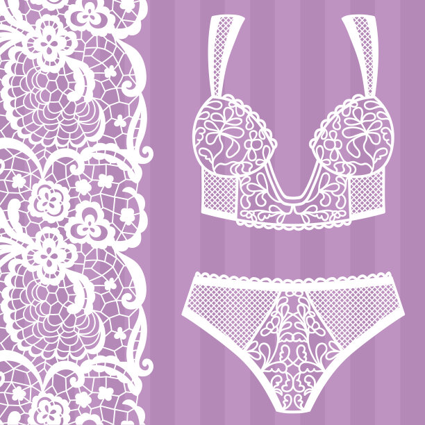 手绘内衣。内裤和胸罩套装。图片下载