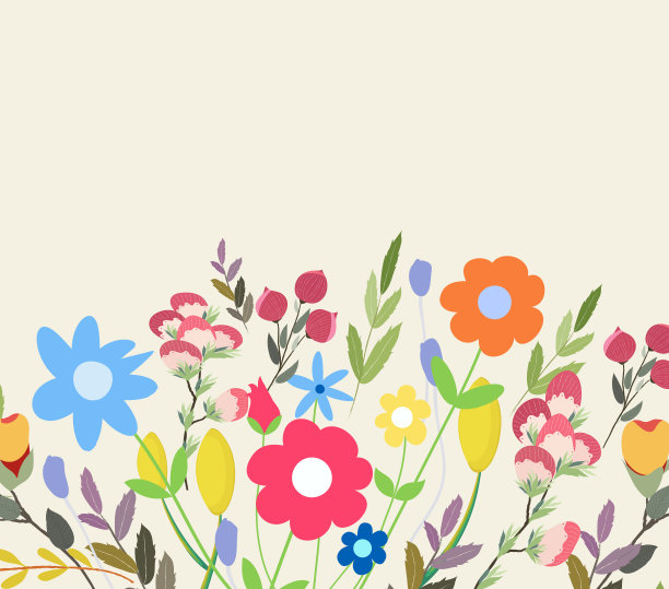贺卡鲜花。花卉插图与田野花在复古风格。春天,夏天图片下载