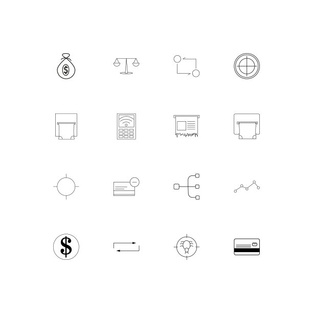 银行，金融和金钱简单的线性图标集。概述了矢量图标图片下载