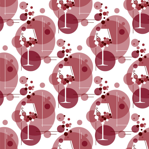 葡萄酒杯和葡萄。无缝背景菜单，品酒，酒单。矢量插图在现代风格。图片下载