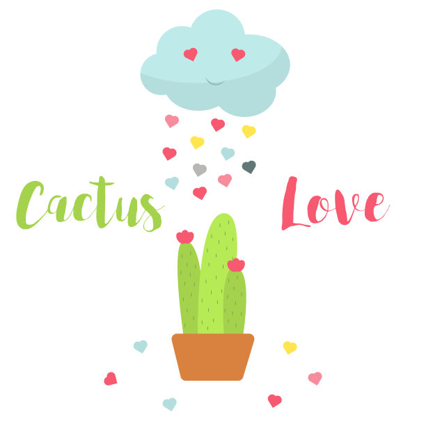 仙人掌卡可爱的创意矢量字体模板与仙人掌仙人掌仙人掌仙人掌的文本插图。图片下载