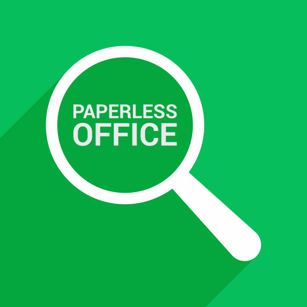 经营理念:放大镜与文字无纸化办公图片下载