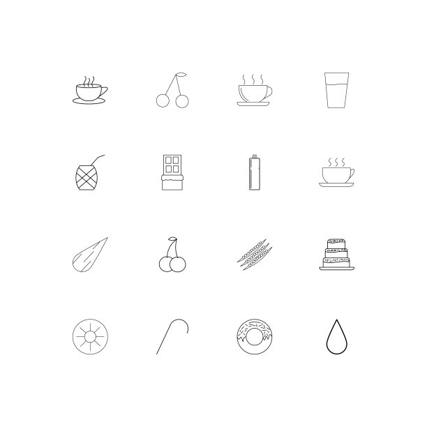 食物和饮料简单的线性图标设置。概述了矢量图标图片下载