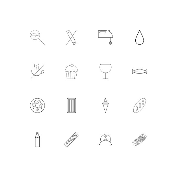 食物和饮料简单的线性图标设置。概述了矢量图标图片下载
