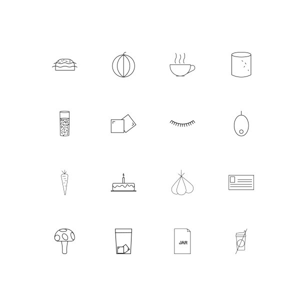 食物和饮料简单的线性图标设置。概述了矢量图标图片下载