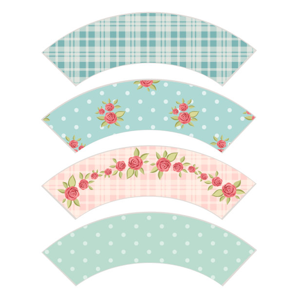 一套复古纸杯蛋糕包装模板在破旧别致的风格图片下载