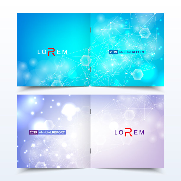 方形宣传册模板。传单表示。商业、科学、技术设计书籍排版。分子科学背景图片下载