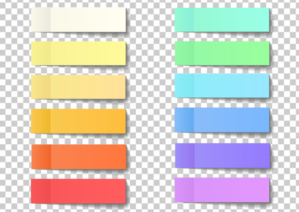 贴便笺用贴纸贴开，隔角贴在透明的背景上。带阴影的纸胶带。矢量办公室彩色贴纸为您的设计图片下载